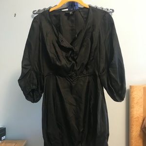 Bebe Black Silky Long-Sleeve Mini-Dress